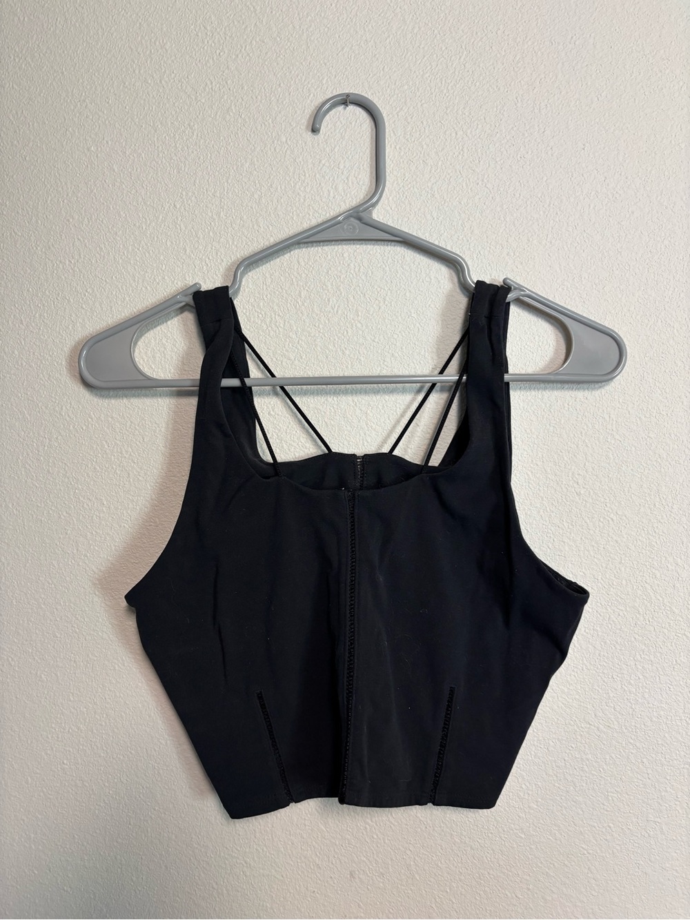 Nike Black Strappy Front-Zip Crop Top